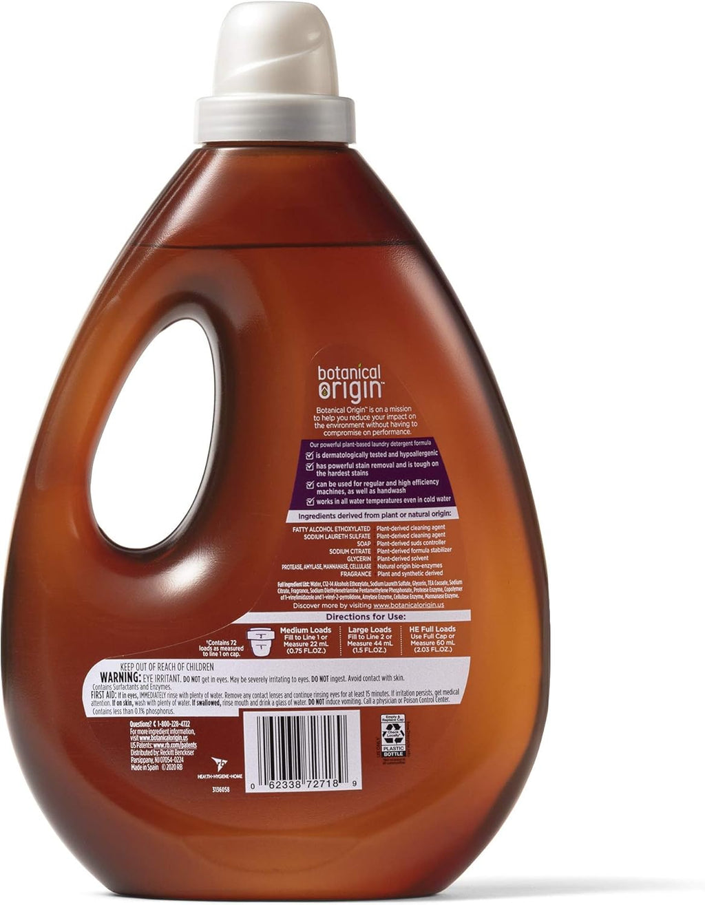 Plant-based Laundry Detergent Free from Dyes and Brighteners, Lavender, 54 Fl Oz