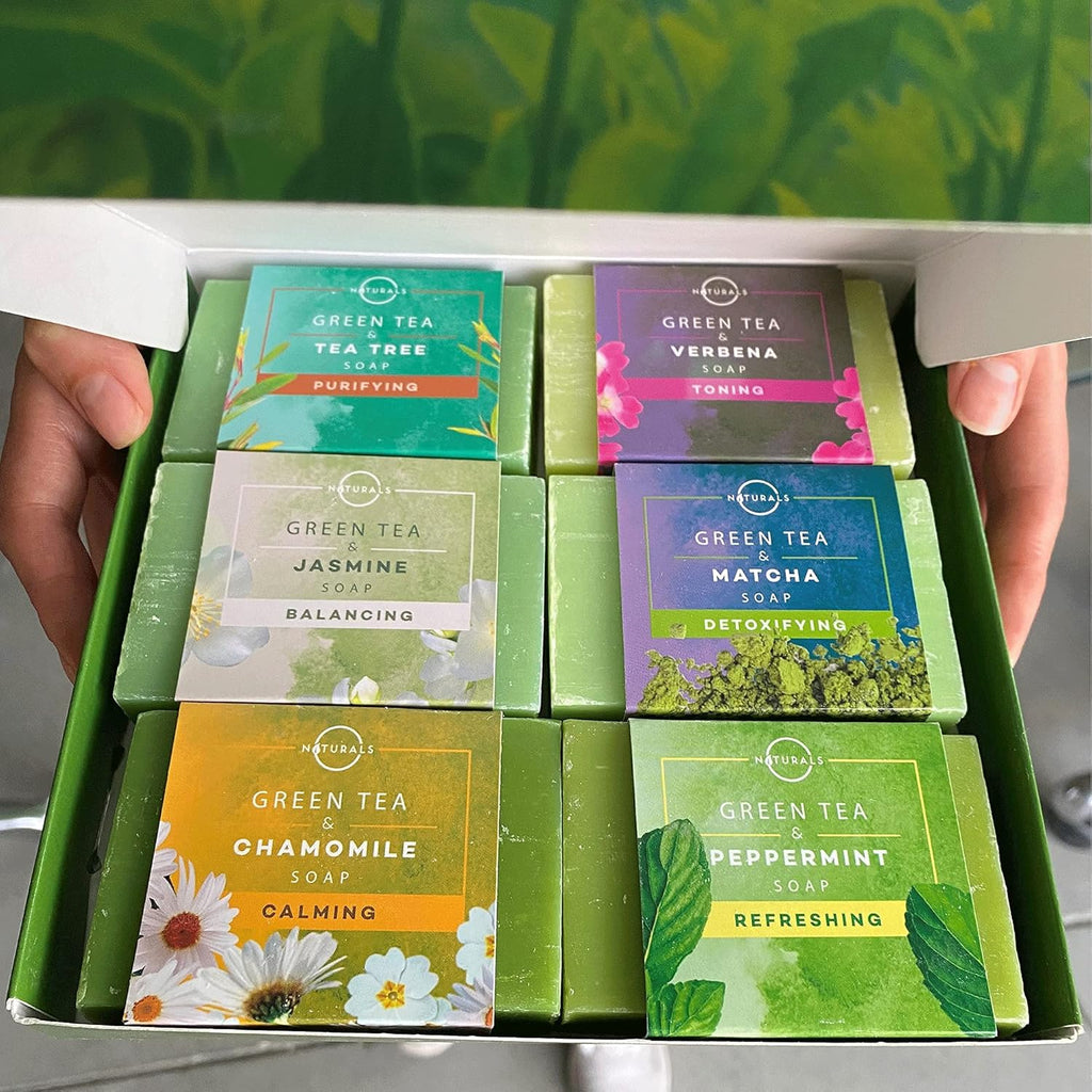 O NATURALS 100% Natural Bar Soap - Gift Set - Organic Ingredients & Essential Oils - Spa Gifts for Women & Men, Body Wash & Face Soap - 6PC Green Tea Soap Collection Visit the O NATURALS Store