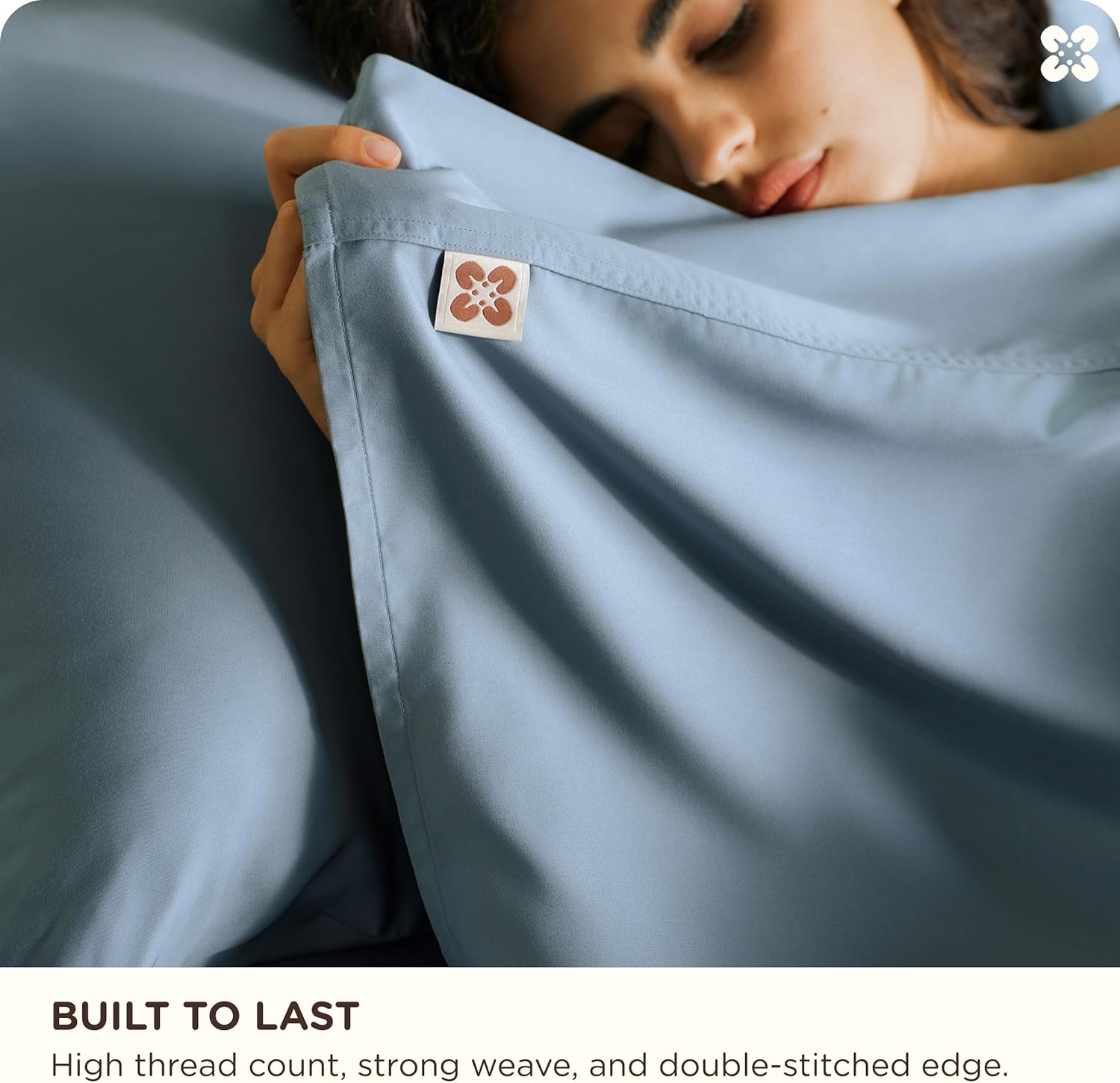 Bedsure 100% Organically Grown Bamboo Viscose Sheets - 18 Inches Deep Pocket Sheets with Elastic Corner, Queen Sheet Set, Ultra-Soft, Silky & Cooling Bedsheets, Oeko-Tex, 4 Pieces, Mineral Blue