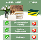 Aheroi Natural Dish Sponge, 18 Count FSC Certified Plant-Based Biodegradable Kitchen Sponges for Dishes, Compostable Eco Friendly Sponges, Organic Cleaning Sponge Dish Scrubber Products for Household