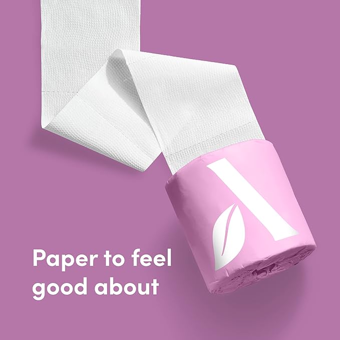 Amazon Aware 100% Bamboo 3-Ply Toilet Paper, Unscented, 24 Rolls, FSC Certified, 350 Sheets, 8400 Count, Pack of 24, Plastic-Free