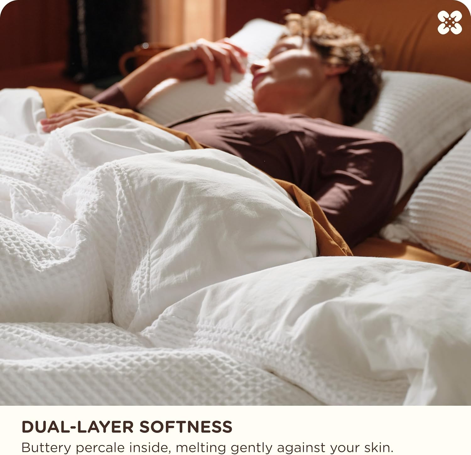 Bedsure Cotton Duvet Cover King - 100% Cotton Waffle Weave Coconut White Duvet Cover King Size, GentleSoft™ and Breathable Bedding Set for All Season, 3 Pieces, 104"x90"