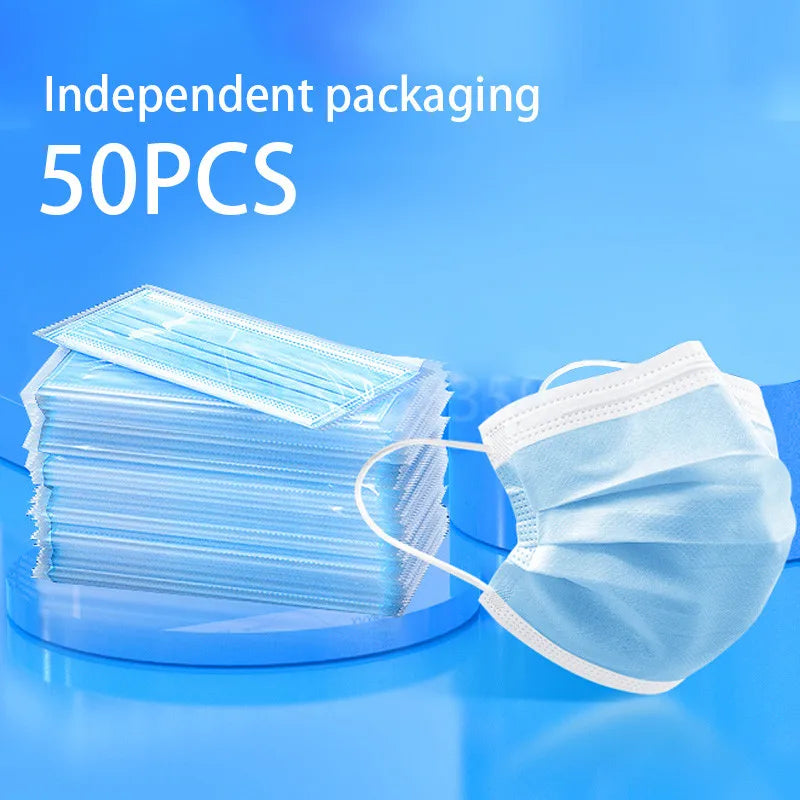 10-500pcs Disposable Adults individual package Masks Filter Meltblown Non-wove Face mask blue Breathable Protective masque mask