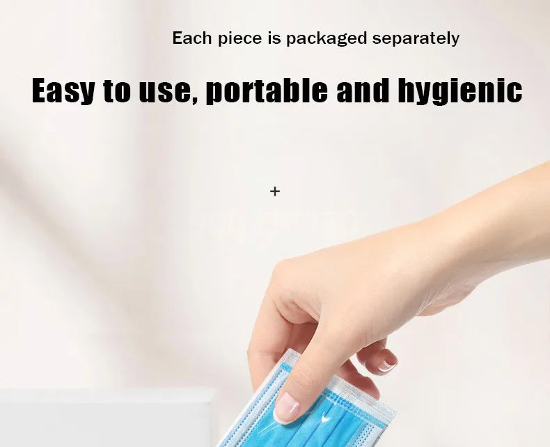 10-500pcs Disposable Adults individual package Masks Filter Meltblown Non-wove Face mask blue Breathable Protective masque mask