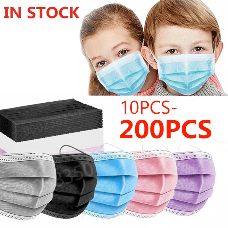 50/100/200pcs Child Disposable Face Masks Kids Filter 3 Layer Ply mask Children Non-wove Anti-dust mask Sanitary mascarillas