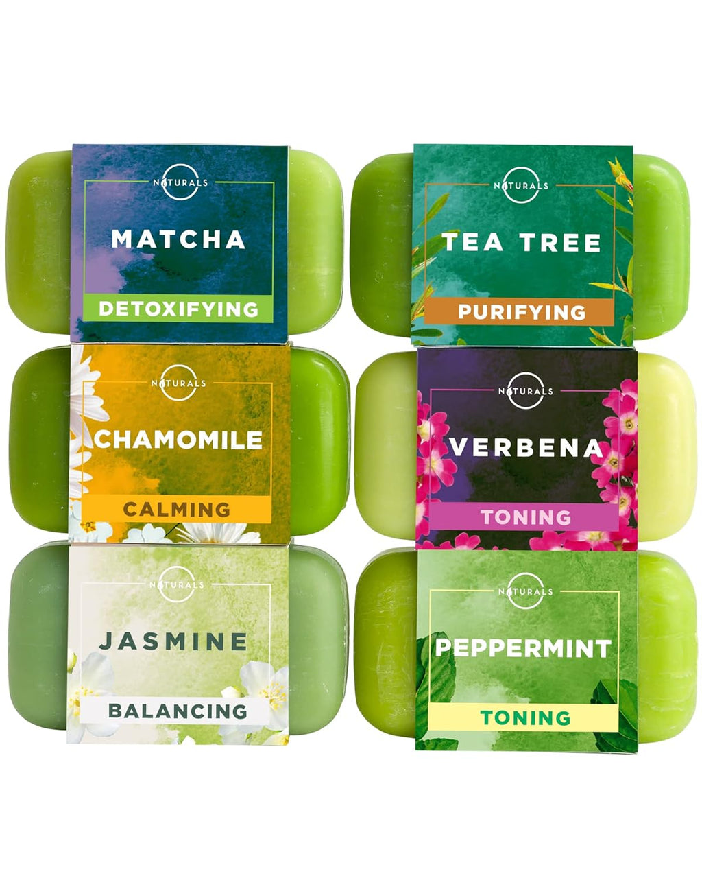 O NATURALS 100% Natural Bar Soap - Gift Set - Organic Ingredients & Essential Oils - Spa Gifts for Women & Men, Body Wash & Face Soap - 6PC Green Tea Soap Collection Visit the O NATURALS Store