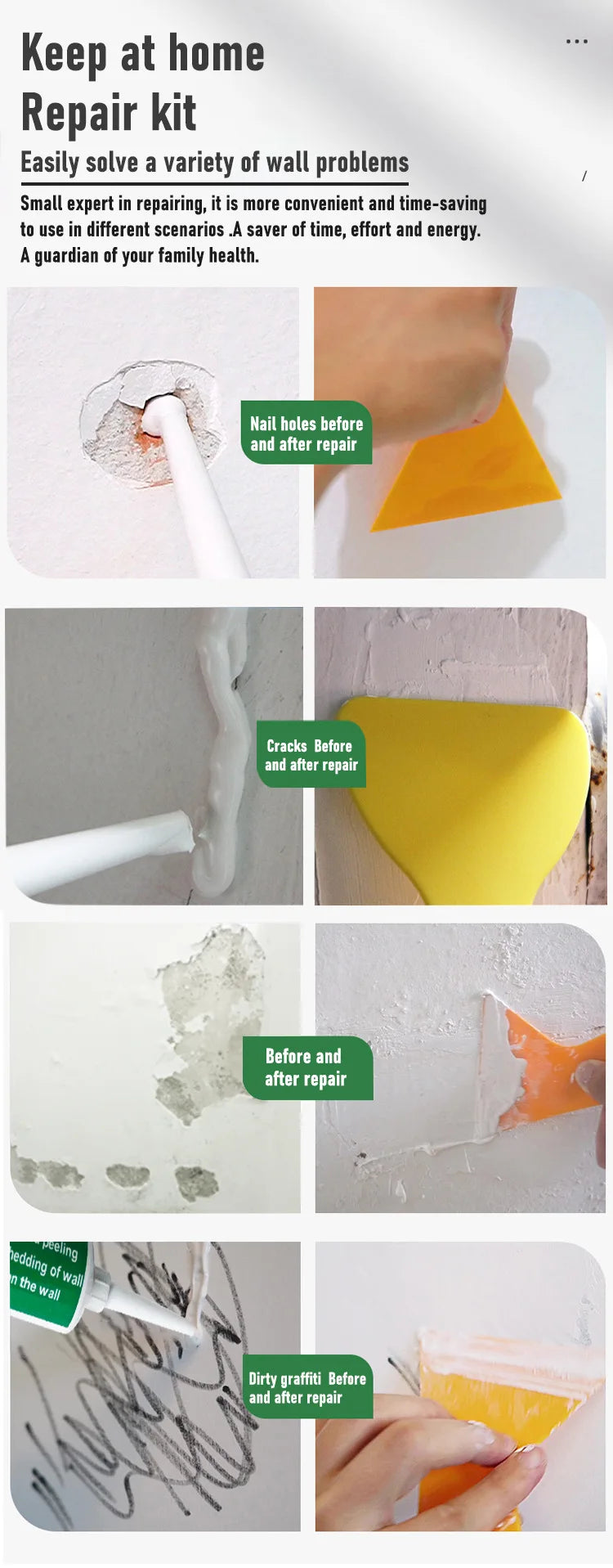Drywall Putty Wall Repair Hole Kit,Wall Mending Agent with Scraper To Fill Wall Holes,Plaster Dent Repair Wall Plastering Tools