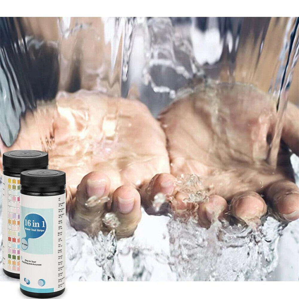 16 In 1 Drinking Water Test Kit Strips Home Water Quality Test Swimming Pool Spa Water Test Strips Nitrate Nitrite PH Hardness