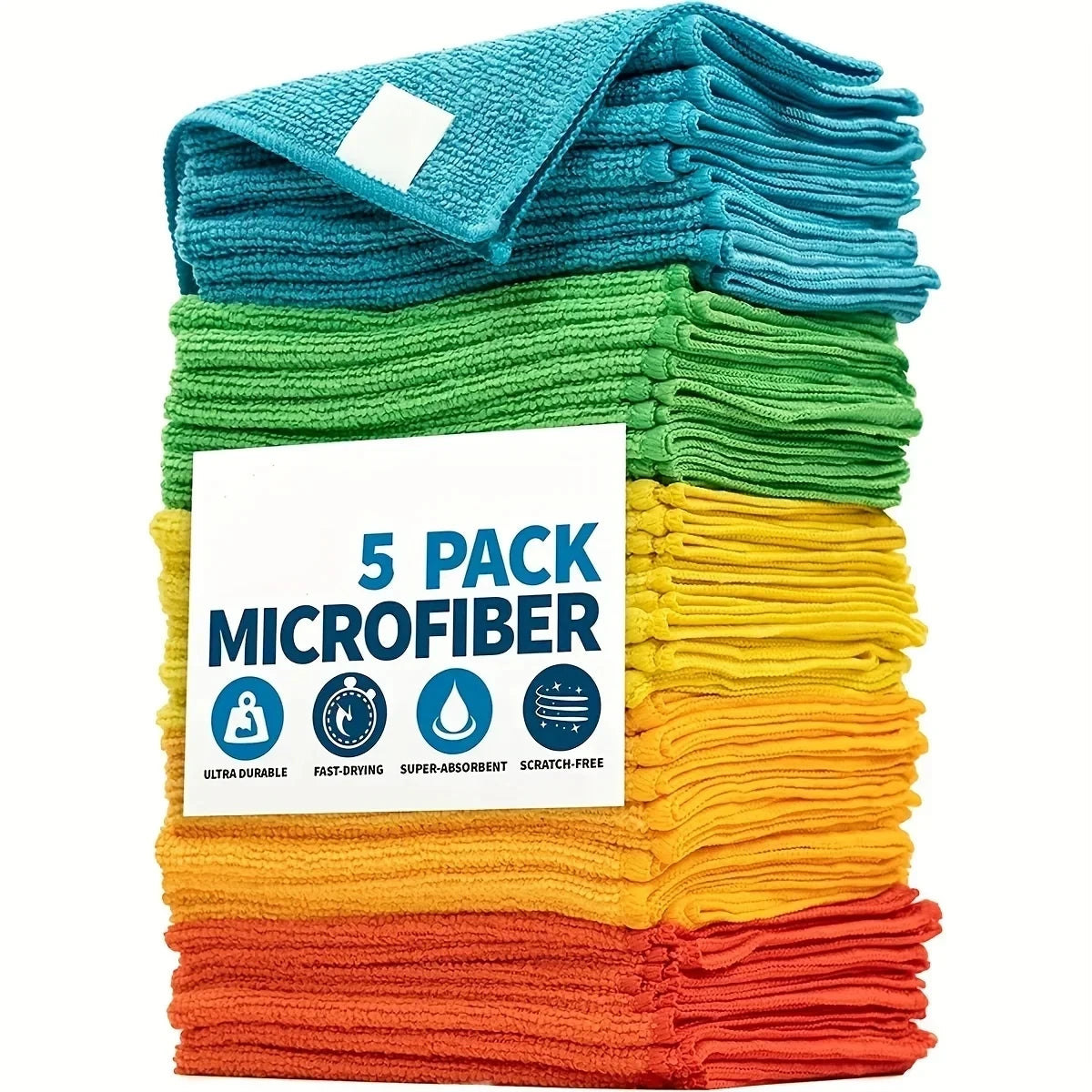 20/10/5pcs Microfiber Cleaning Cloth, Dishwashing Cloth Household Rag Kitchen Bathroom Cleaning Towel Durable Absorbent Towel