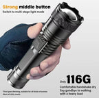 Powerful P70 LED Flashlights High Power Ultra Bright Tactical Light Emergency Spotlights Telescopic Zoom Light Built-in Battery