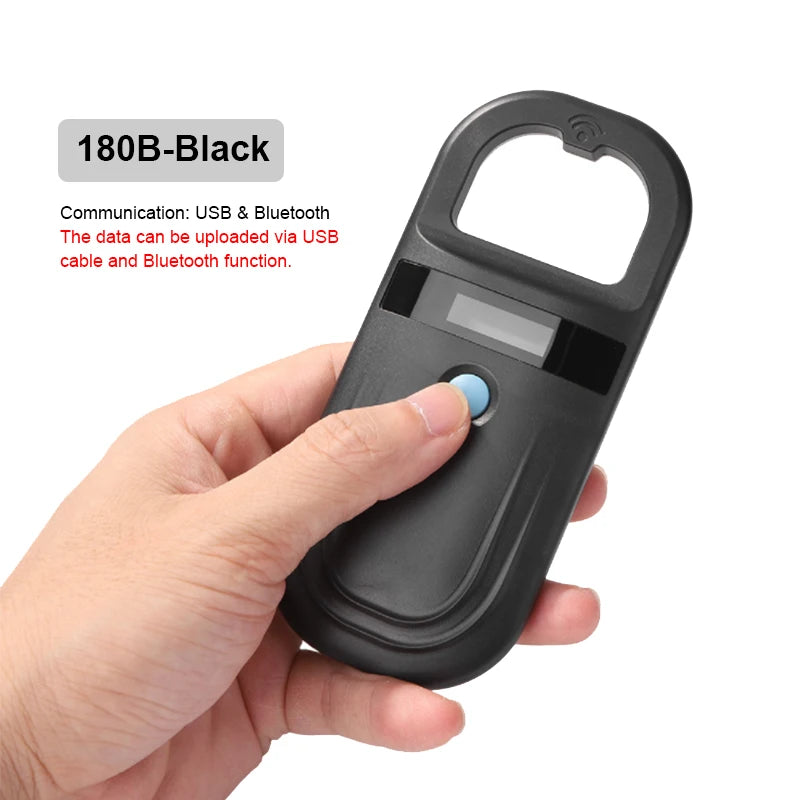 Black Animal RFID Reader 134.2KHz 125kHz USB/Bluetooth Pet Cat Dog Microchip Scanner FDX-B Glass Chip Identification Tag Reader