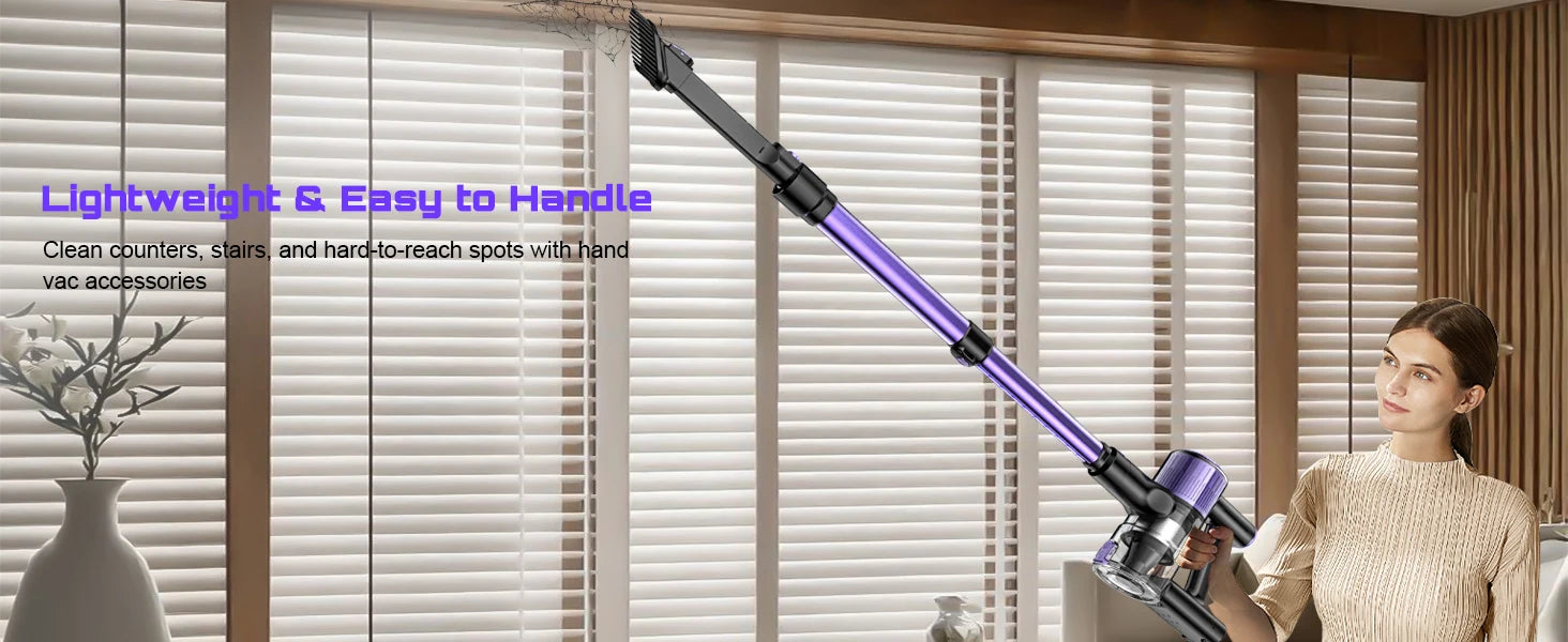 Cordless Vacuum Cleaner, 40Kpa/500W/45min 10 in 1 Powerful Stick Lightweight Vacuum Cleaner for Home Pet Hair/Hard Floor/Carpet