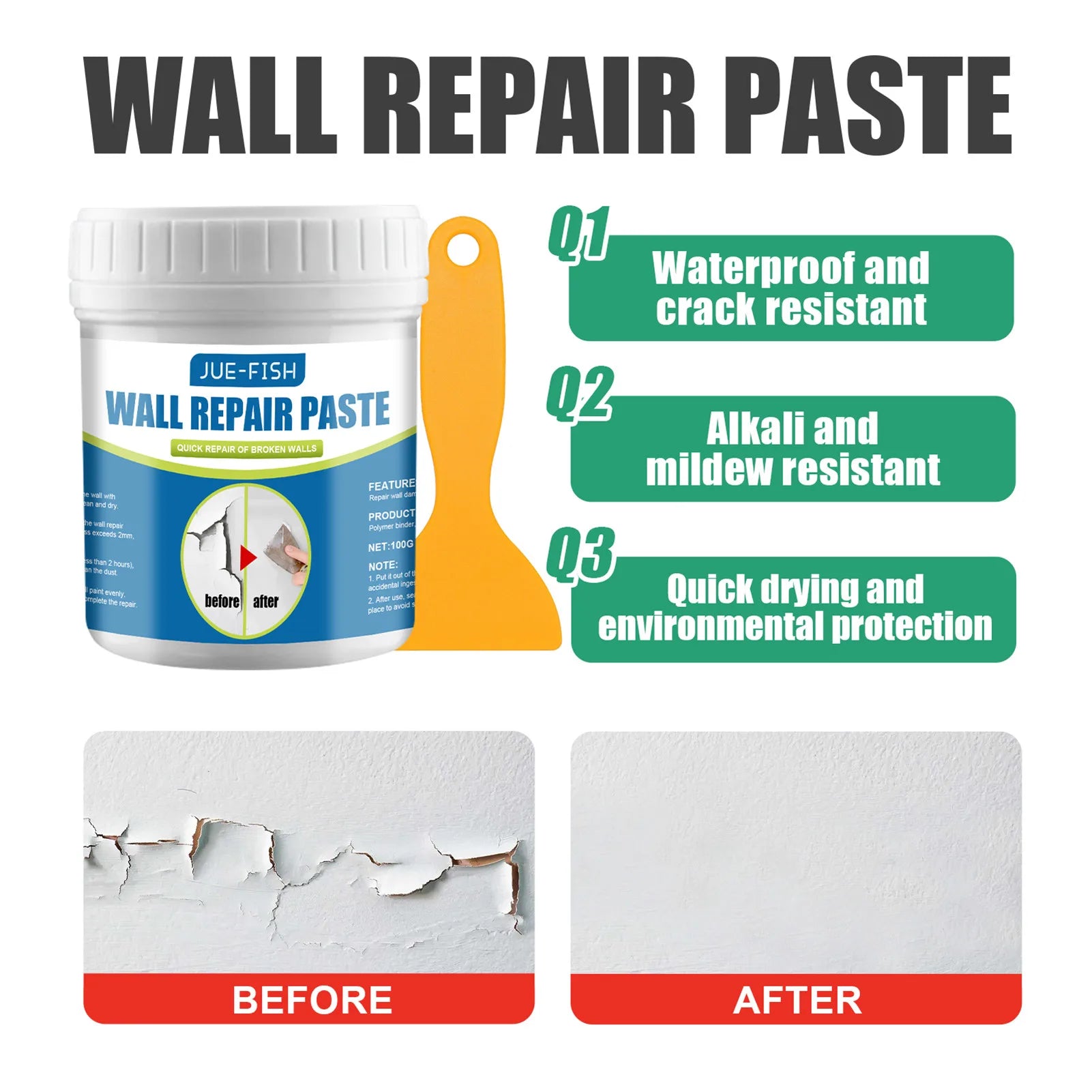 Wall Repair Paste Household Wall Crack Repair Paste Drywall Repair Kit Wall Graffiti Paint Peeling Crack Repairing Agent