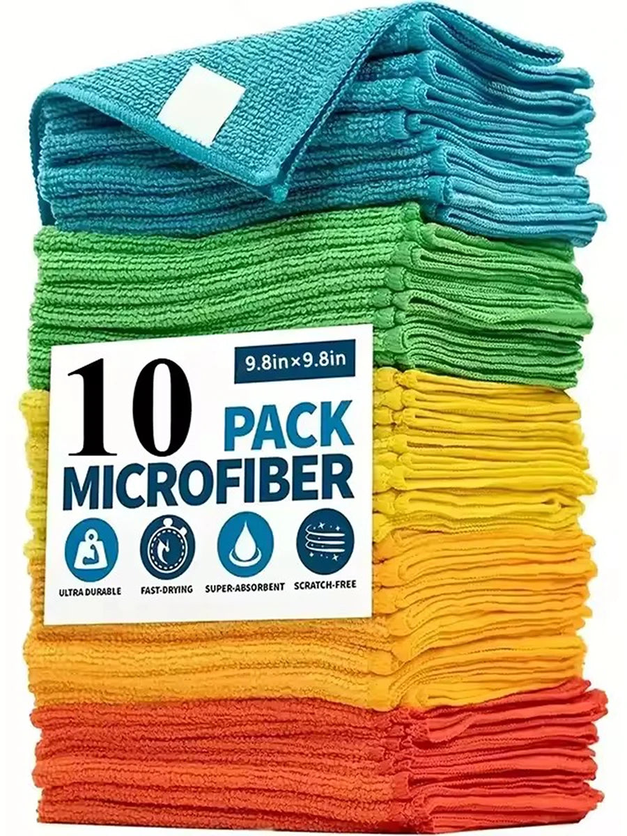 20/10/5pcs Microfiber Cleaning Cloth, Dishwashing Cloth Household Rag Kitchen Bathroom Cleaning Towel Durable Absorbent Towel