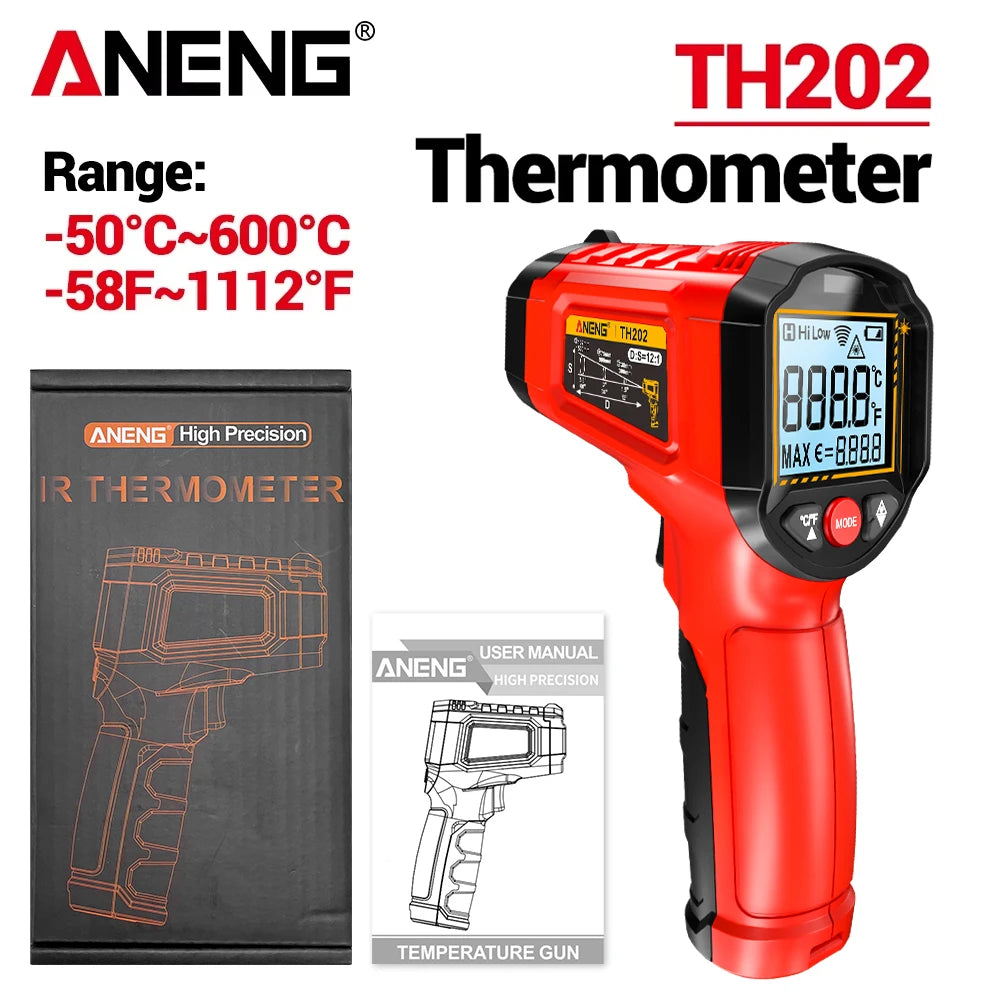 ANENG TH202 Infrared Thermometer Non-contact -50~600℃ Digital Laser Temperature Meter LCD display Pyrometer Point Gun Tester