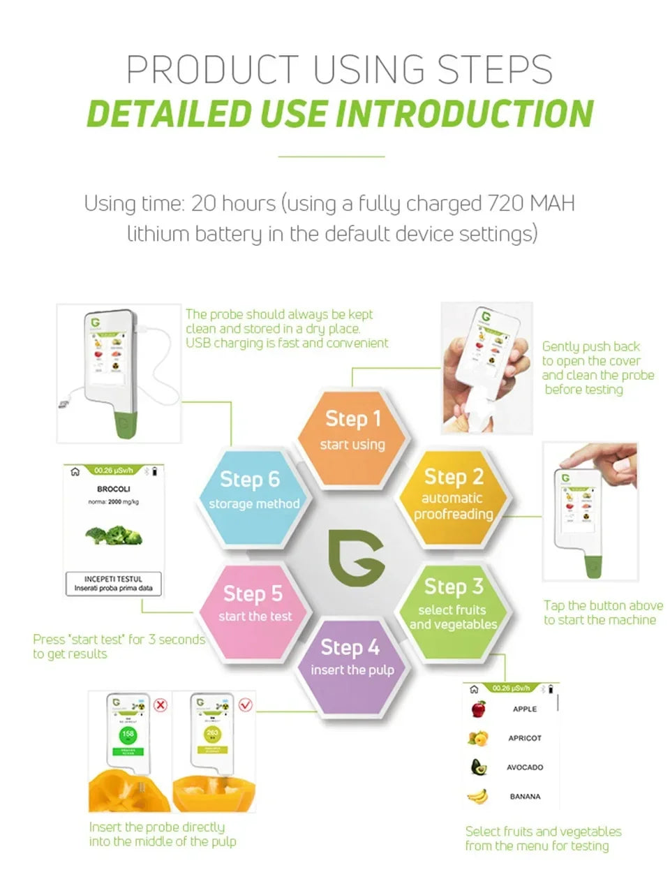 Food Safety Detector Portable New In Food Nitrate Tester Fruits And Vegetables Meat Radiation Nitrate Detection Health Care