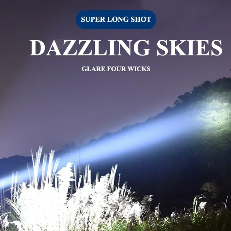 Powerful P70 LED Flashlights High Power Ultra Bright Tactical Light Emergency Spotlights Telescopic Zoom Light Built-in Battery