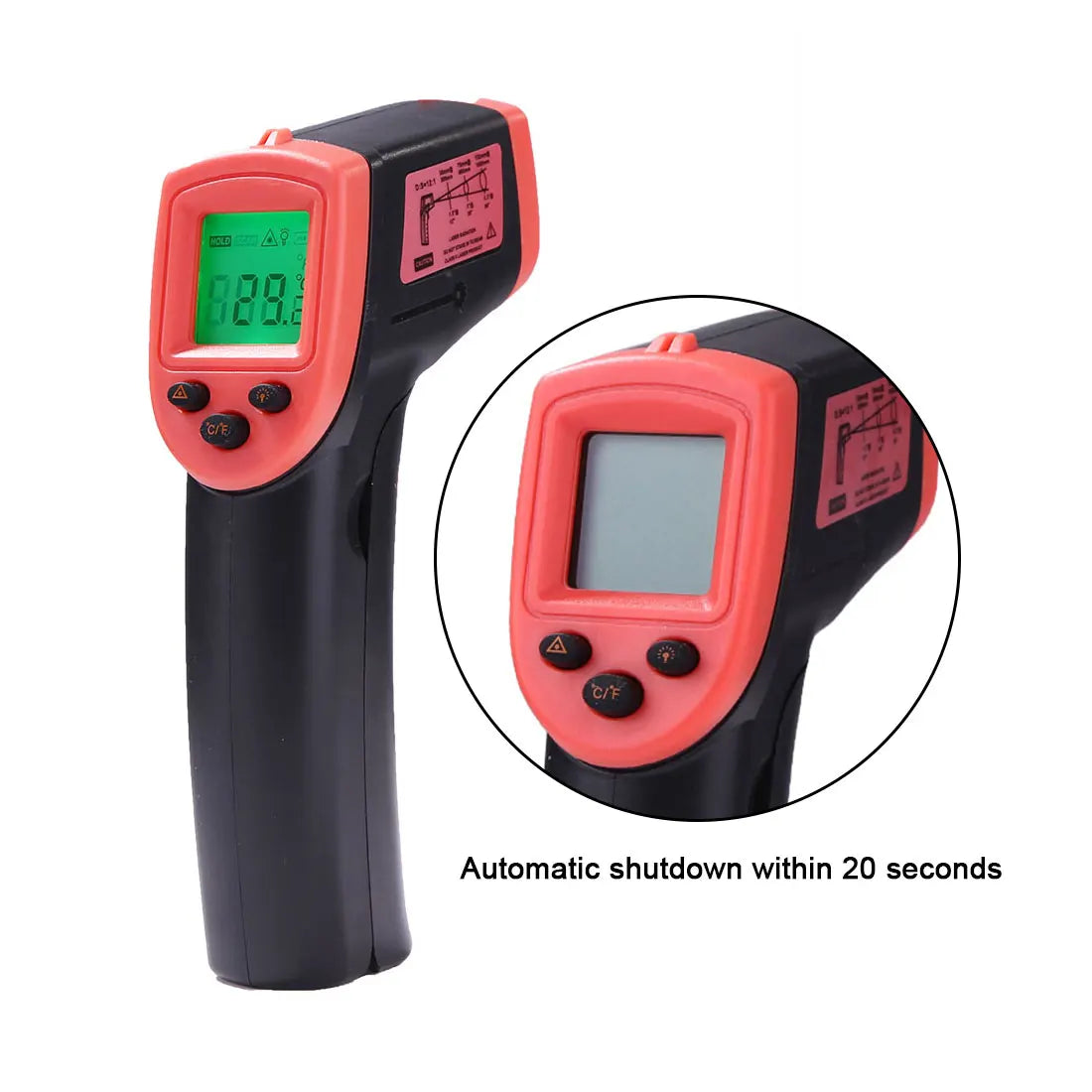 Digital Infrared Thermometer -50~600℃ / -58~1122℉ Contactless Temperature Tester IR Laser Pyrometer LCD Non-Contact Pyrometer