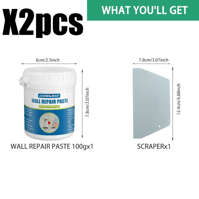 100g Multipurpose Putty Paste Strong Coverage Professional Renovation Paste with Scraper for Wall Surface