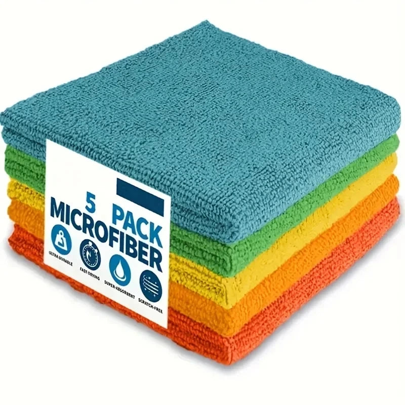 20/10/5pcs Microfiber Cleaning Cloth, Dishwashing Cloth Household Rag Kitchen Bathroom Cleaning Towel Durable Absorbent Towel