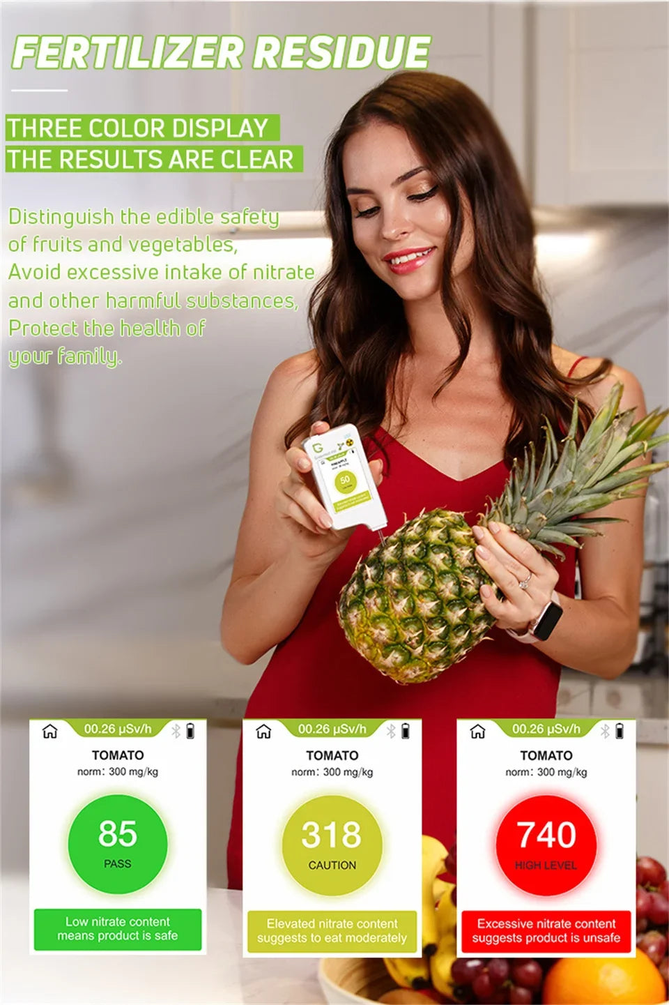 Food Safety Detector Portable New In Food Nitrate Tester Fruits And Vegetables Meat Radiation Nitrate Detection Health Care