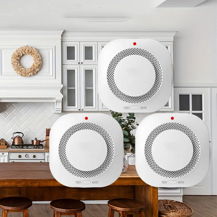 Battery Operated Smoke Alarm For Home Photoelectric Smoke Detector LED Smoke Alarm Test Button Smoke Detector Bedroom Safety