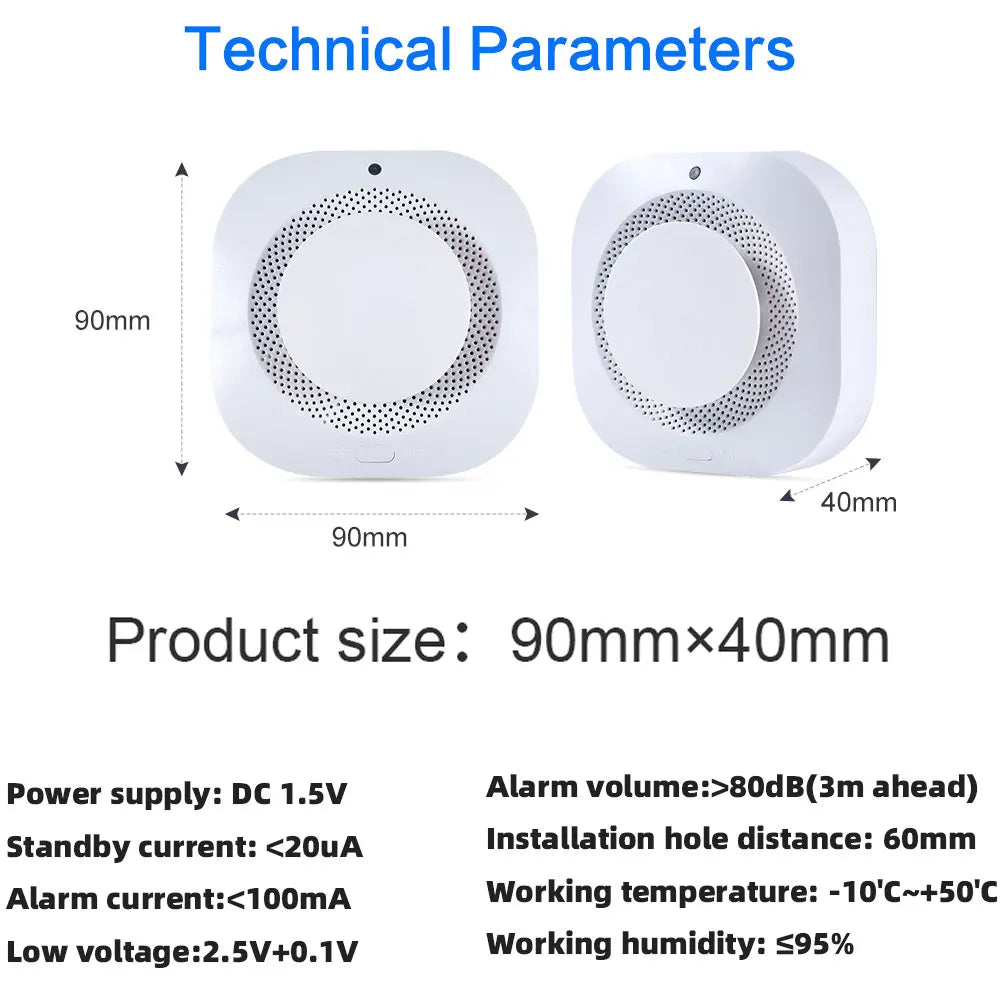 Battery Operated Smoke Alarm For Home Photoelectric Smoke Detector LED Smoke Alarm Test Button Smoke Detector Bedroom Safety