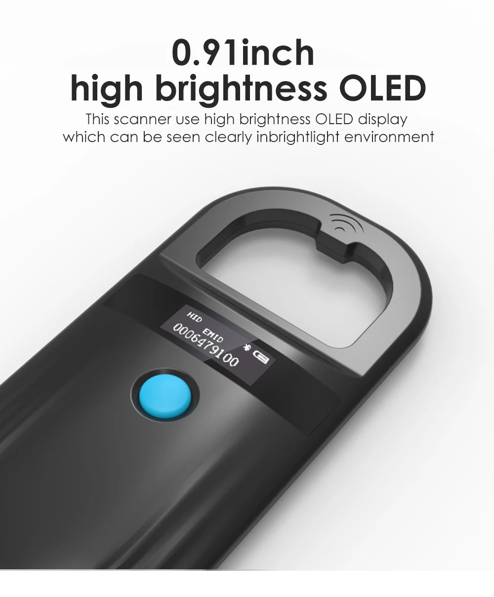 Black Animal RFID Reader 134.2KHz 125kHz USB/Bluetooth Pet Cat Dog Microchip Scanner FDX-B Glass Chip Identification Tag Reader