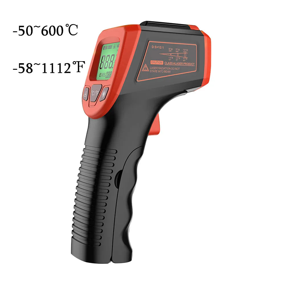 Digital Infrared Thermometer -50~600℃ / -58~1122℉ Contactless Temperature Tester IR Laser Pyrometer LCD Non-Contact Pyrometer