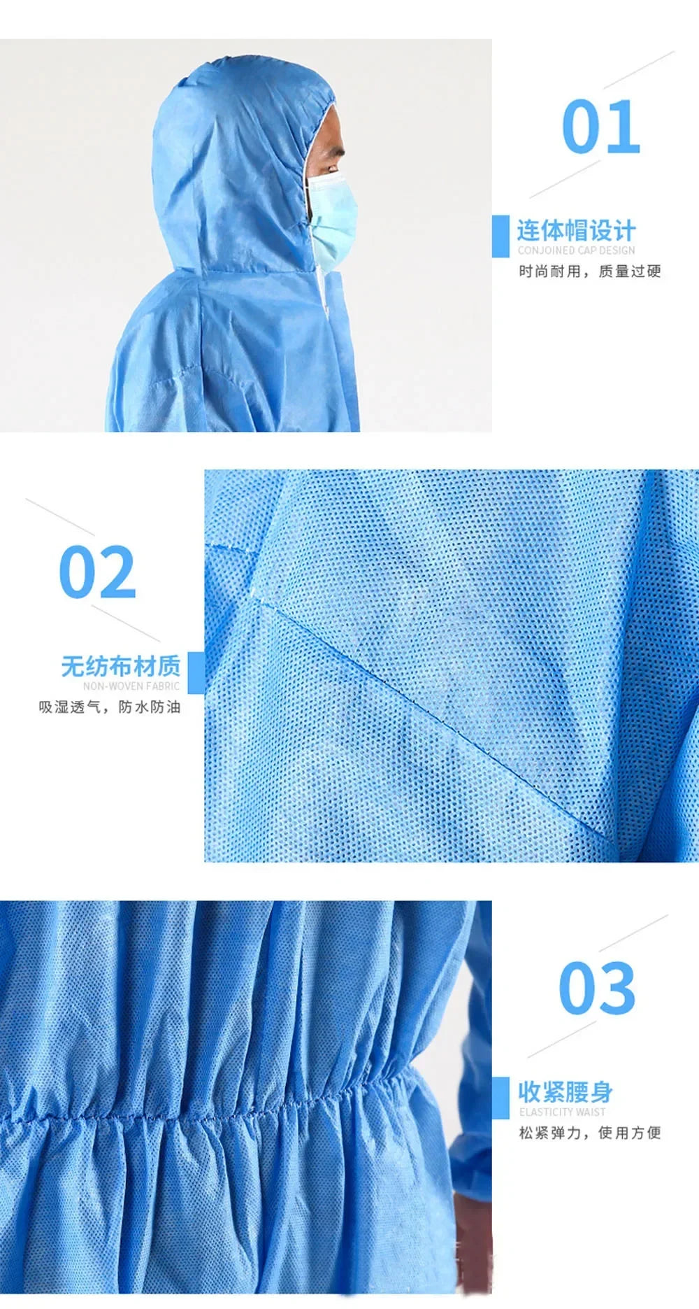 Disposable Breathable Dustproof Water Oil Resistant Work Safety Overall Anti Dust Spary Painting Decorating Labour Coverall Suit