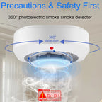 Battery Operated Smoke Alarm For Home Photoelectric Smoke Detector LED Smoke Alarm Test Button Smoke Detector Bedroom Safety