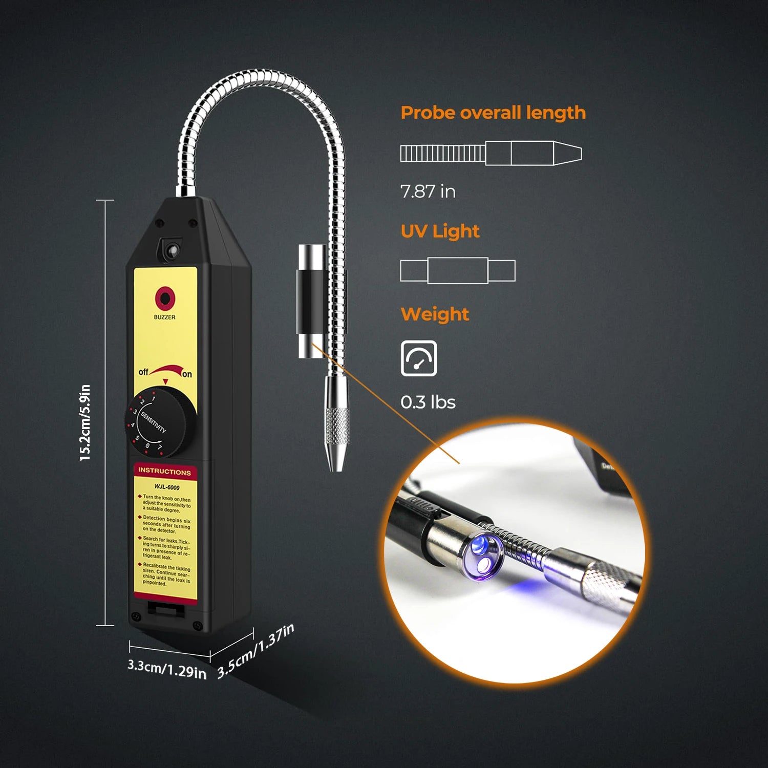 WJL-6000 Freon Leak Detector Halogen Leak Detector R22 R410A R134A R1234YF Refrigerant Gas HVAC Air Conditioner Tester Tool