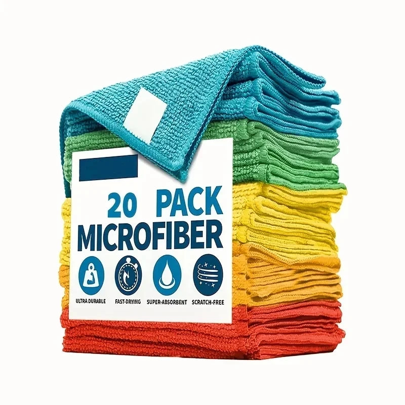 20/10/5pcs Microfiber Cleaning Cloth, Dishwashing Cloth Household Rag Kitchen Bathroom Cleaning Towel Durable Absorbent Towel