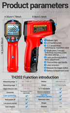 ANENG TH202 Infrared Thermometer Non-contact -50~600℃ Digital Laser Temperature Meter LCD display Pyrometer Point Gun Tester