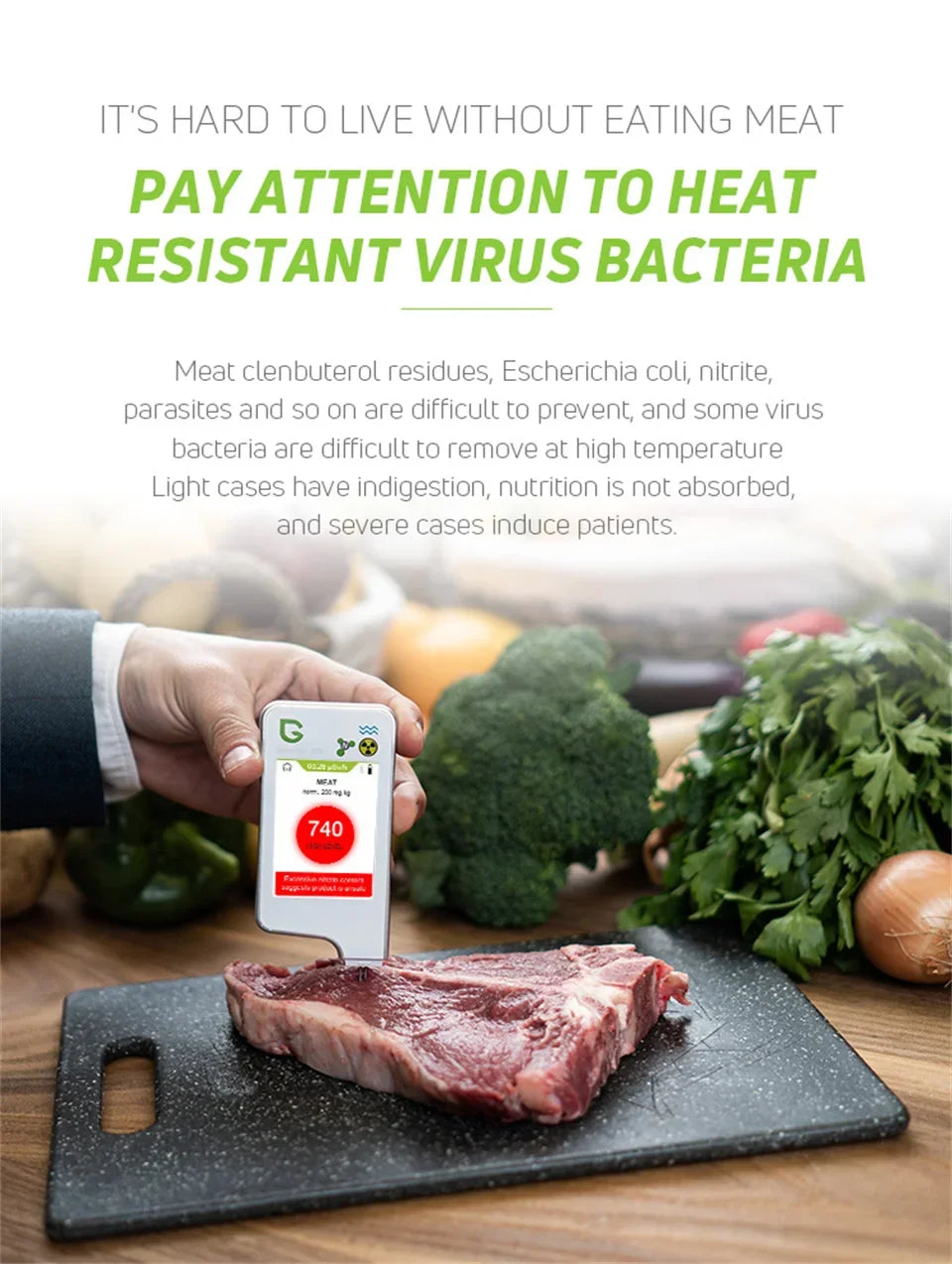 Food Safety Detector Portable New In Food Nitrate Tester Fruits And Vegetables Meat Radiation Nitrate Detection Health Care