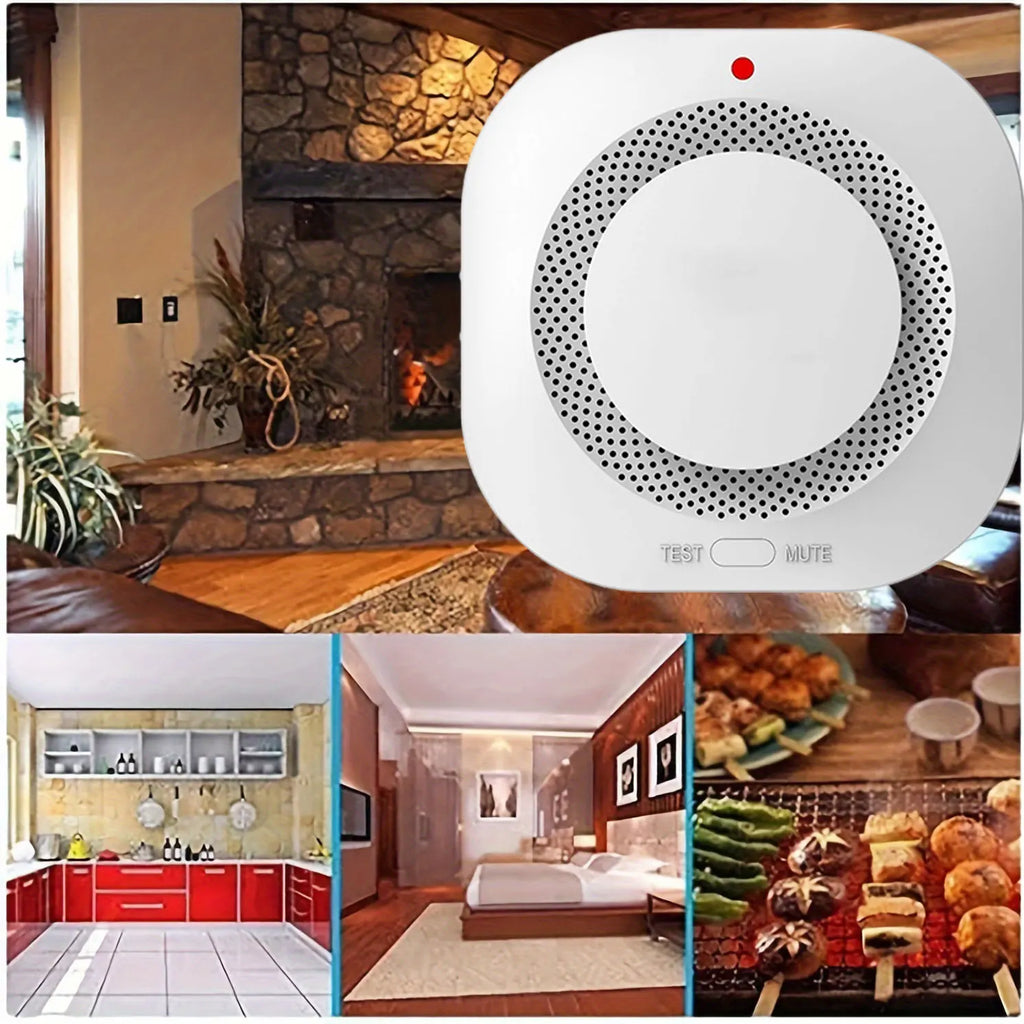 Battery Operated Smoke Alarm For Home Photoelectric Smoke Detector LED Smoke Alarm Test Button Smoke Detector Bedroom Safety