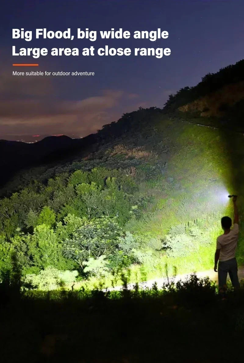 Powerful P70 LED Flashlights High Power Ultra Bright Tactical Light Emergency Spotlights Telescopic Zoom Light Built-in Battery