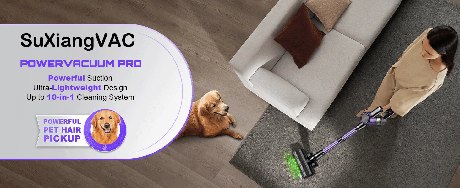Cordless Vacuum Cleaner, 40Kpa/500W/45min 10 in 1 Powerful Stick Lightweight Vacuum Cleaner for Home Pet Hair/Hard Floor/Carpet