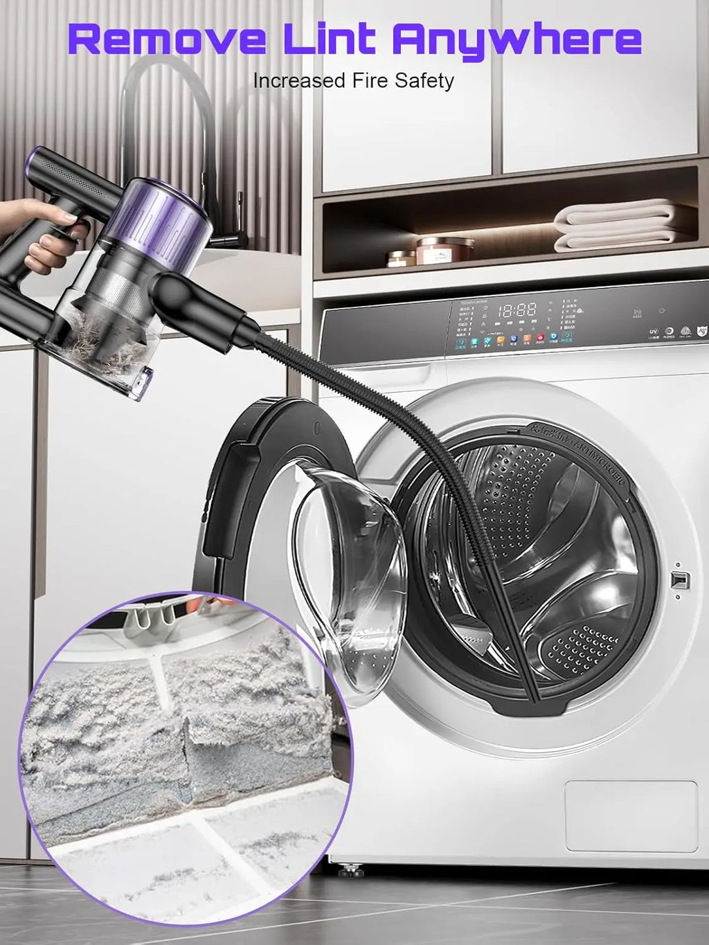 Cordless Vacuum Cleaner, 40Kpa/500W/45min 10 in 1 Powerful Stick Lightweight Vacuum Cleaner for Home Pet Hair/Hard Floor/Carpet