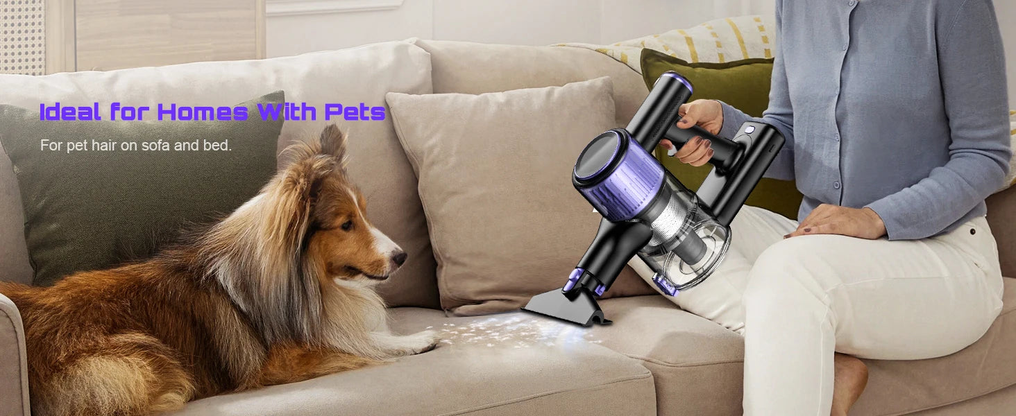 Cordless Vacuum Cleaner, 40Kpa/500W/45min 10 in 1 Powerful Stick Lightweight Vacuum Cleaner for Home Pet Hair/Hard Floor/Carpet