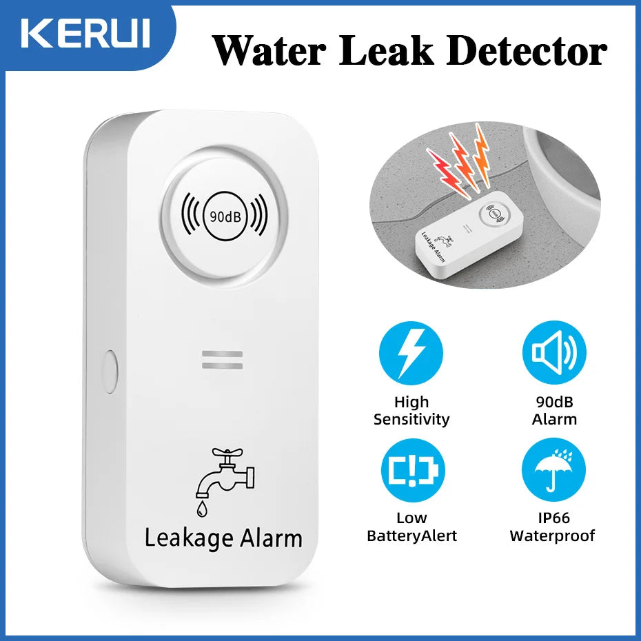 KERUI Water Leak Detectors 1/2/3 Pack 90dB Alarm Sensor Sensitive Leak And Drip Alert For Kitchen Bathroom Wireless Easy to Use