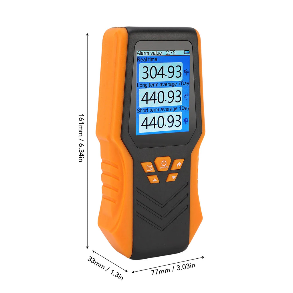 Handheld Radon Detector Accuracy Real Time Long Short Term Average LCD Display Radon Test Kit for Home School Radon Detector