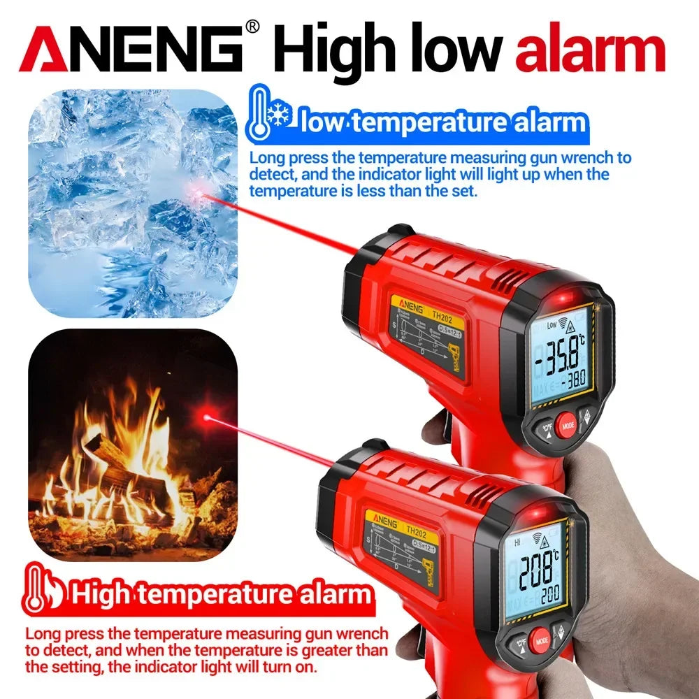 ANENG TH202 Infrared Thermometer Non-contact -50~600℃ Digital Laser Temperature Meter LCD display Pyrometer Point Gun Tester