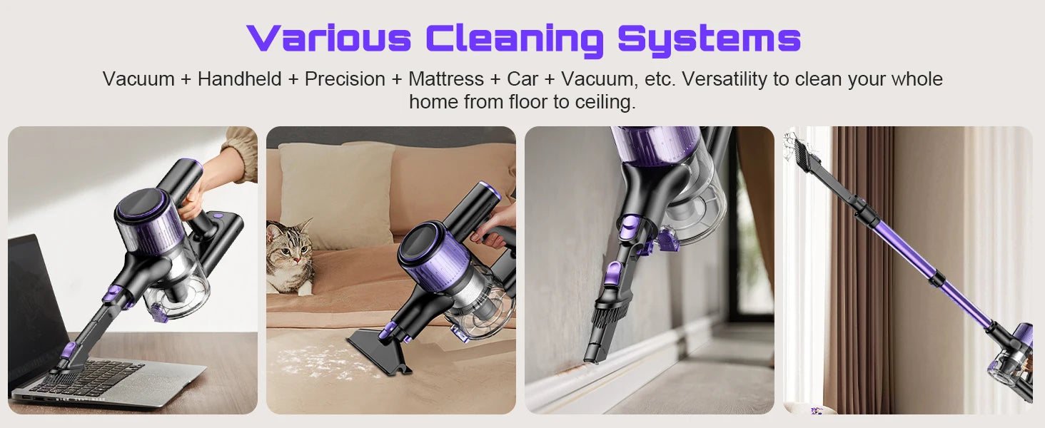 Cordless Vacuum Cleaner, 40Kpa/500W/45min 10 in 1 Powerful Stick Lightweight Vacuum Cleaner for Home Pet Hair/Hard Floor/Carpet