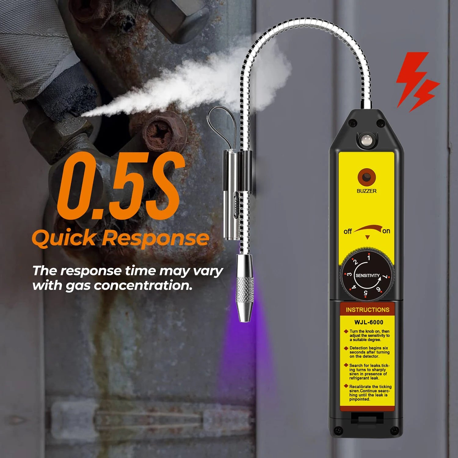 WJL-6000 Freon Leak Detector Halogen Leak Detector R22 R410A R134A R1234YF Refrigerant Gas HVAC Air Conditioner Tester Tool