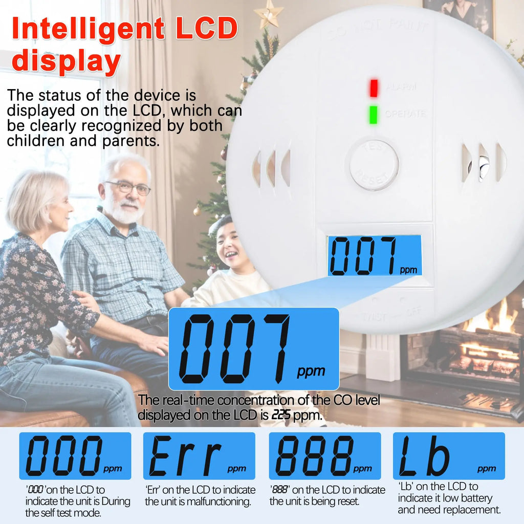 Carbon Monoxide Smoke Detector, CO and Smoke Alarm, Combination CO Alarm,Fire Alarm for Home and Kitchen