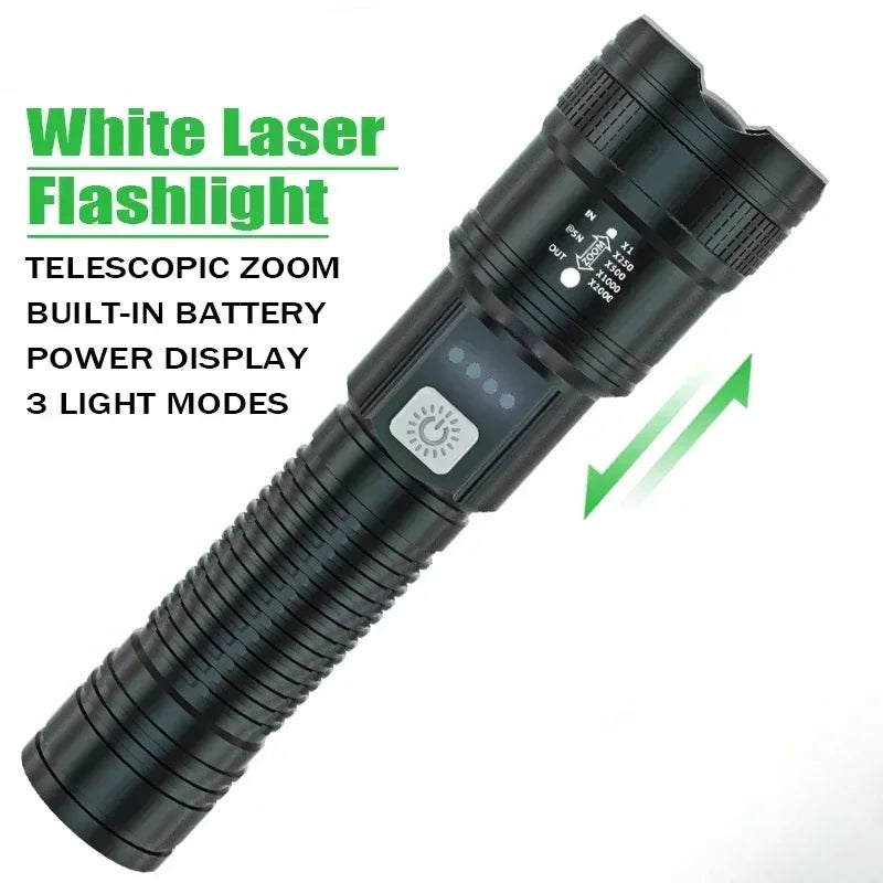 Powerful P70 LED Flashlights High Power Ultra Bright Tactical Light Emergency Spotlights Telescopic Zoom Light Built-in Battery