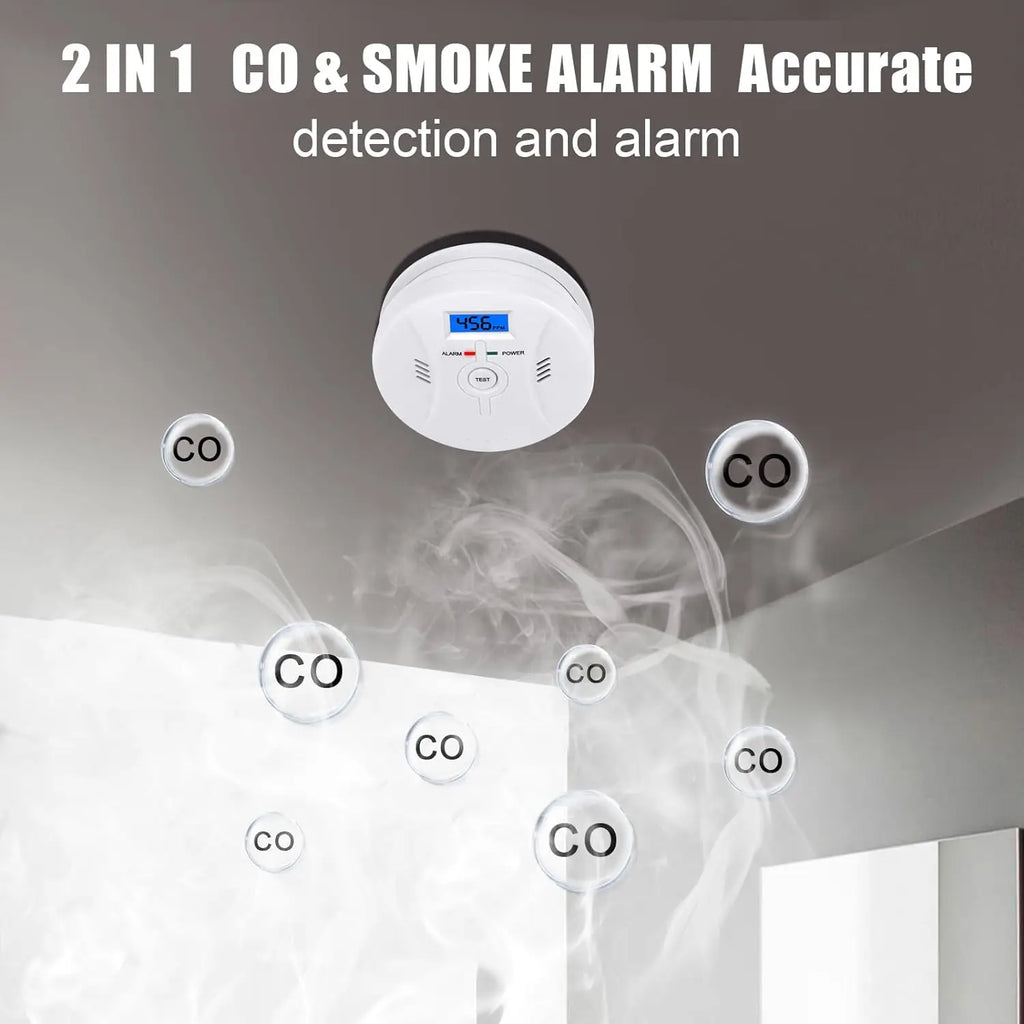 Carbon Monoxide Smoke Detector, CO and Smoke Alarm, Combination CO Alarm,Fire Alarm for Home and Kitchen