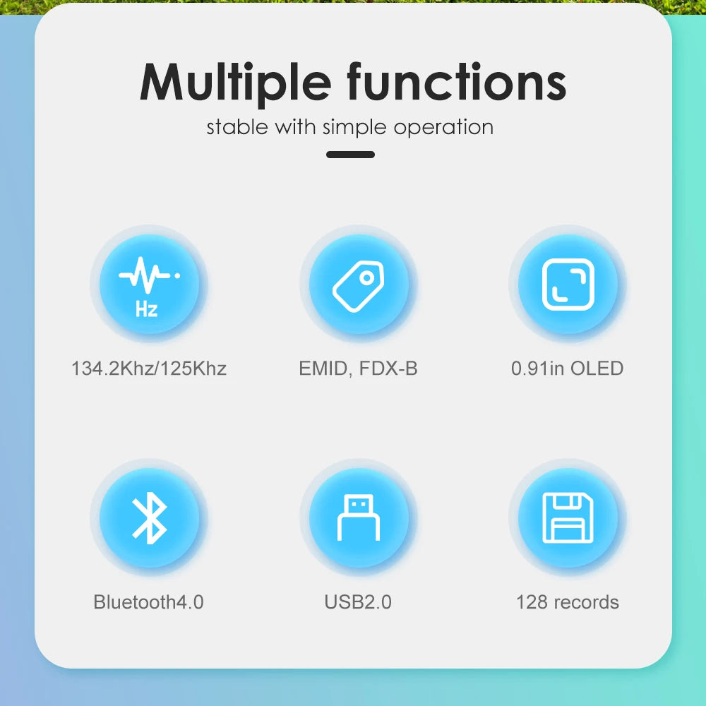 Black Animal RFID Reader 134.2KHz 125kHz USB/Bluetooth Pet Cat Dog Microchip Scanner FDX-B Glass Chip Identification Tag Reader