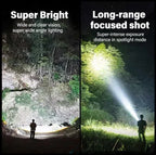 Powerful P70 LED Flashlights High Power Ultra Bright Tactical Light Emergency Spotlights Telescopic Zoom Light Built-in Battery